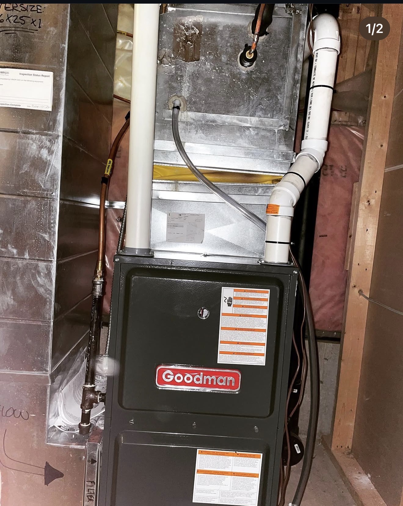 Goodman furnace installed with new venting